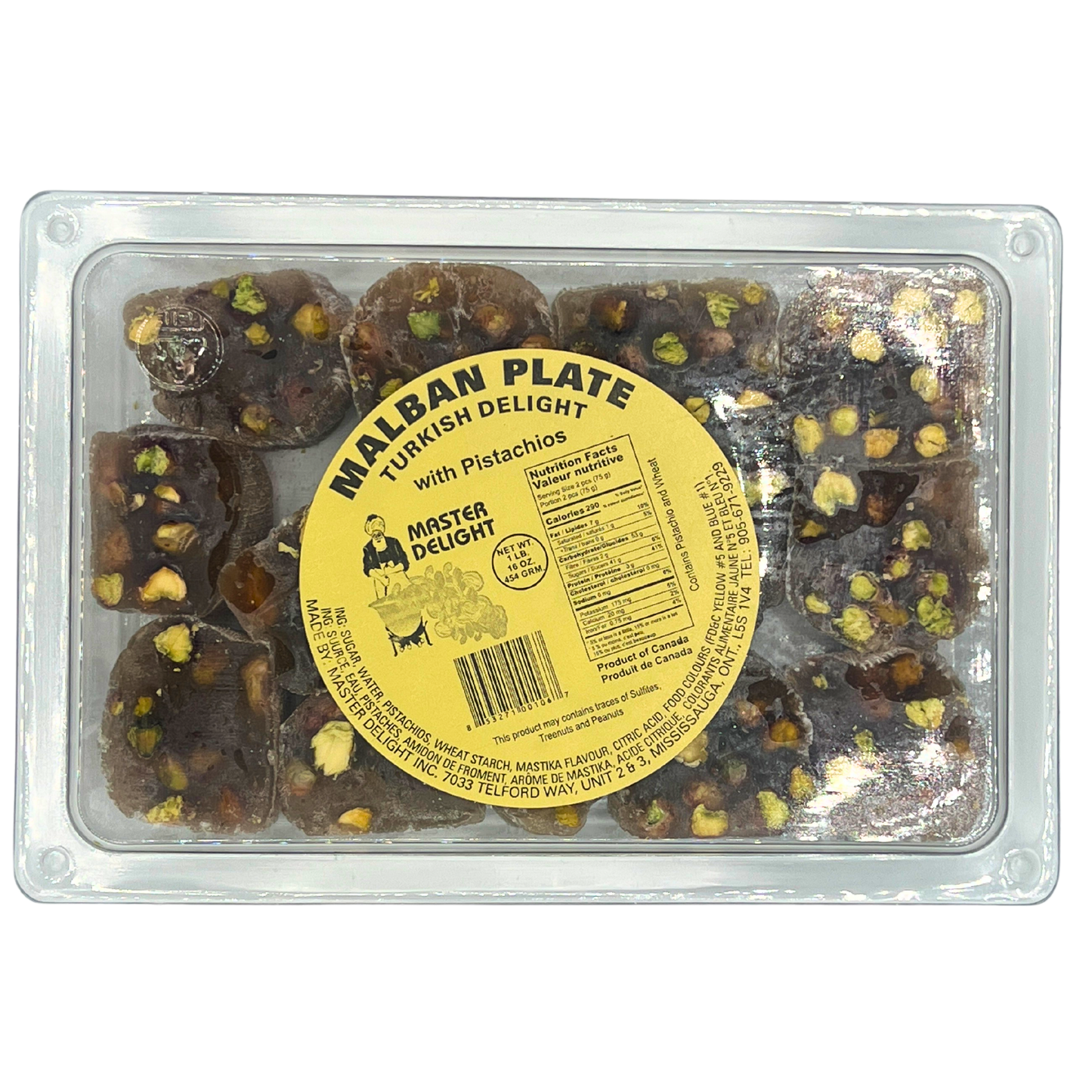 Malban Plate, Turkish Delight With Pistachios, 1 Lb